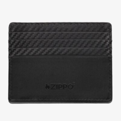 Zippo Carbon Fibre Pattern Black Leather Card Holder Wallet 2008001