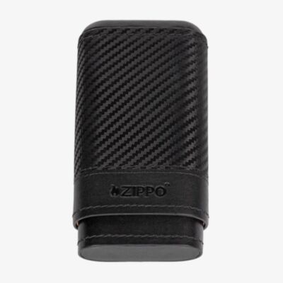 Zippo Black Leather Carbon Fibre Pattern Cigar Case 2007999