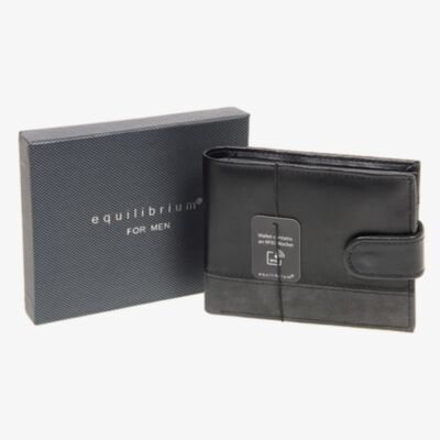 Equilibrium Mens Two Tone Black Leather Wallet 209910
