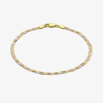 9ct Tri-Colour 19cm Diamond-Cut Herringbone Bracelet 3.26.2182