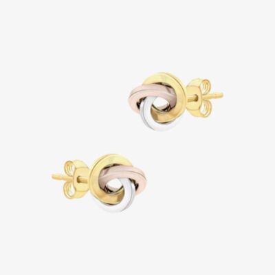 9ct Three Colour Gold Knot Stud Earrings 3.55.8269