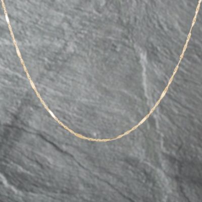 Pre-Owned 9ct Yellow Gold Bar And Twist 18 Inch Chain 41021599
