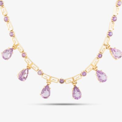 Pre-Owned 14ct Yellow Gold Amethyst 18 Inch Collarette Necklace 41041012