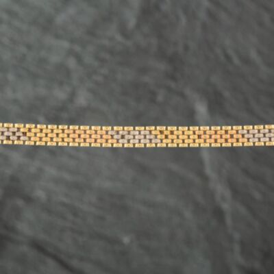 Pre-Owned 18ct Three Colour Gold Five Row Flat Brick Link 16 Inch Flexible Chain 41041081