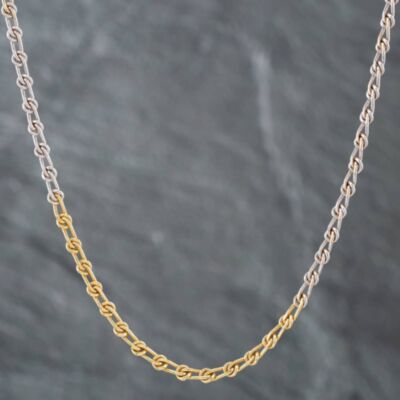 Pre-Owned 18ct Two Colour Gold Knotted Fancy 28 Inch Curb Chain 41041252