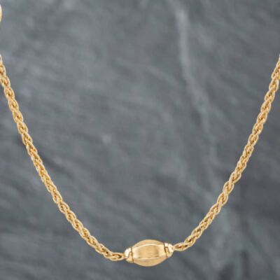 Pre-Owned 18ct Yellow Gold Italian Designer Chiampesan Heavy Bead 35 Inch Foxtail Necklace 41041254