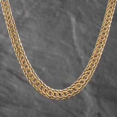 Pre-Owned 9ct Yellow Gold Graduated Double 16 Inch Curb Chain 41041404
