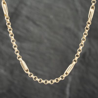 Pre-Owned 14ct Yellow Gold Double Bar Section Fancy 20 Inch Belcher Chain 41041434
