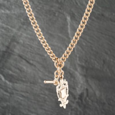 Pre-Owned Vintage Rose Gold With Shield Medal 16 Inch T-Bar Albert Chain 41041512