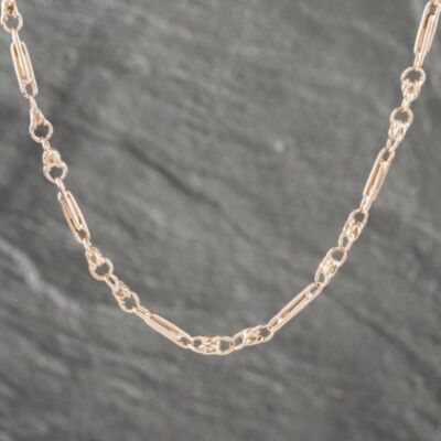 Pre-Owned Vintage 9ct Rose Gold Bar & Twist 30 Inch Figaro Chain 41041535