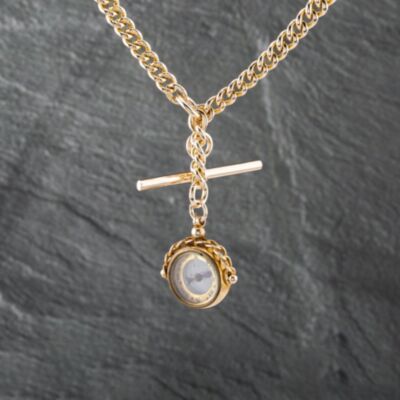 Pre-Owned 9ct Yellow Gold Compass Detail 16 Inch T-Bar Curb Chain 41041581