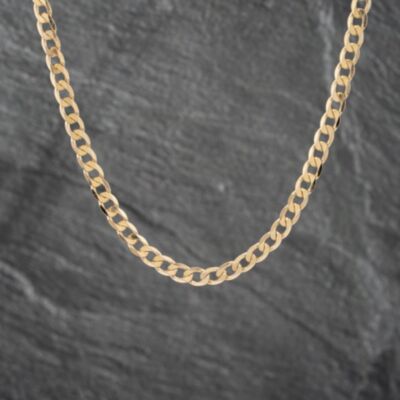 Pre-Owned 9ct Yellow Gold Flat Oval 18 Inch Curb Chain 41041608