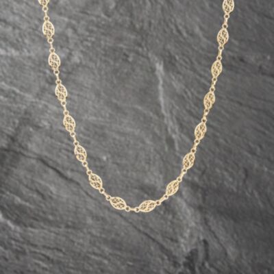 Pre-Owned 18ct Yellow Gold Oval Filligree Link 19 Inch Fancy Chain 41041654