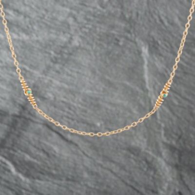 Pre-Owned Vintage Yellow Gold Turquoise 17 Inch Trace 41041706