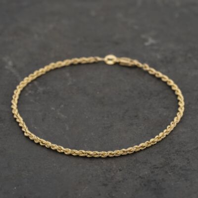 Pre-Owned 9ct Yellow Gold 7.5 Inch Rope Chain Bracelet 41051109