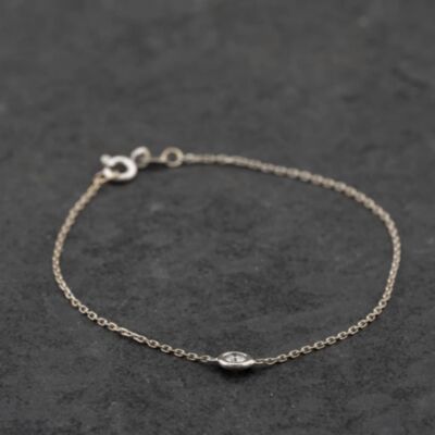 Pre-Owned 18ct White Gold 0.12ct Diamond Set 6.5 Inch Trace Chain Bracelet 41051117