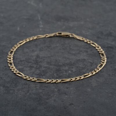 Pre-Owned 9ct Yellow Gold 8 Inch Figaro Chain Bracelet 41061257