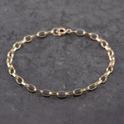 Pre-Owned 9ct Yellow Gold Oval 7 Inch Belcher Chain Bracelet 41061302