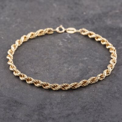 Pre-Owned 9ct Yellow Gold 7.5 Inch Rope Chain Bracelet 41061306