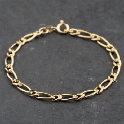Pre-Owned 9ct Yellow Gold 7 Inch Figaro Chain Bracelet 41061326