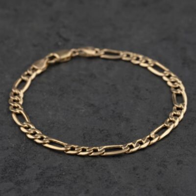 Pre-Owned 9ct Yellow Gold 7 Inch Figaro Chain Bracelet 41061350