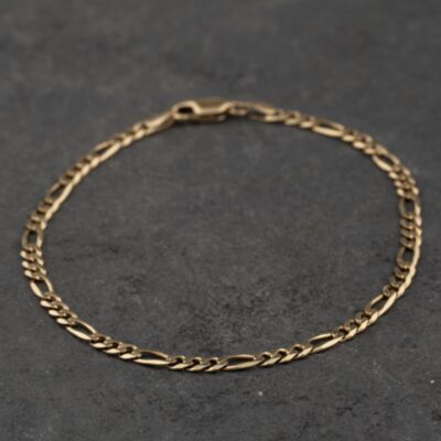 Pre-Owned 9ct Yellow Gold 7.5 Inch Figaro Chain Bracelet 41061354