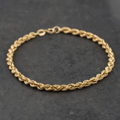 Pre-Owned 9ct Yellow Gold 7.5 Inch Rope Chain Bracelet 41061357