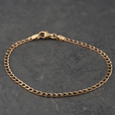 Pre-Owned 9ct Yellow Gold Square 7.5 Inch Curb Chain Bracelet 41061360