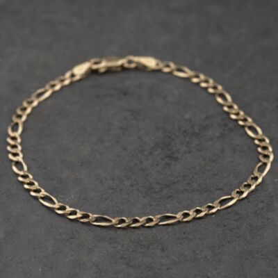 Pre-Owned 9ct Yellow Gold 7.5 Inch Figaro Chain Bracelet 41061364