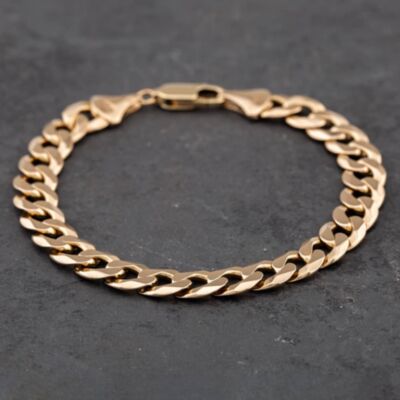 Pre-Owned 9ct Yellow Gold 8 Inch Curb Chain Bracelet 41081030