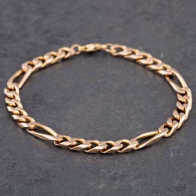 Pre-Owned 9ct Yellow Gold 9 Inch Figaro Chain Bracelet 41081097