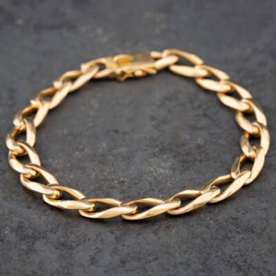 Pre-Owned 9ct Yellow Gold Heavy 8.5 Inch Curb Chain Bracelet 41081122