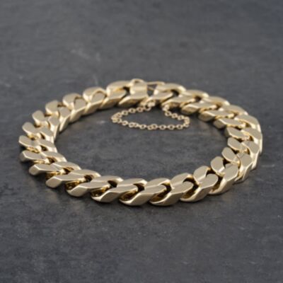 Pre-Owned 9ct Yellow Gold Heavy 9 Inch Curb Chain Bracelet 41081157