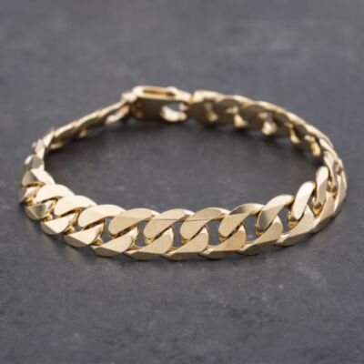 Pre-Owned 9ct Yellow Gold Heavy 8 Inch Curb Chain Bracelet 41081176