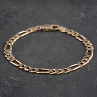 Pre-Owned 9ct Yellow Gold 8 Inch Figaro Chain Bracelet 41081198