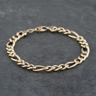 Pre-Owned 9ct Yellow Gold 9 Inch Figaro Chain Bracelet 41081234