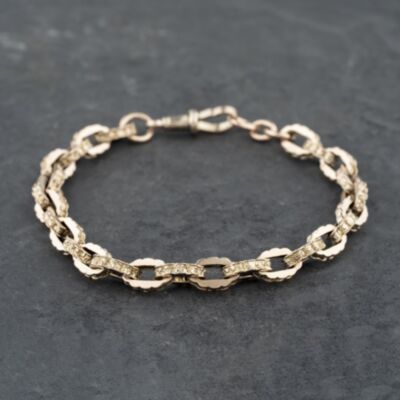 Pre-Owned Vintage Rose Gold Patterned Link 8.5 Inch Belcher Chain Bracelet 41081235