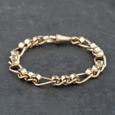 Pre-Owned 9ct Yellow Gold Roller Ball 7.25 Inch Chain Bracelet 41081236