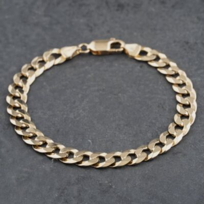 Pre-Owned 9ct Yellow Gold Filed 8.5 Inch Curb Chain Bracelet 41081239