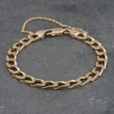 Pre-Owned 9ct Yellow Gold Square Link 8 Inch Curb Chain Bracelet 41081243