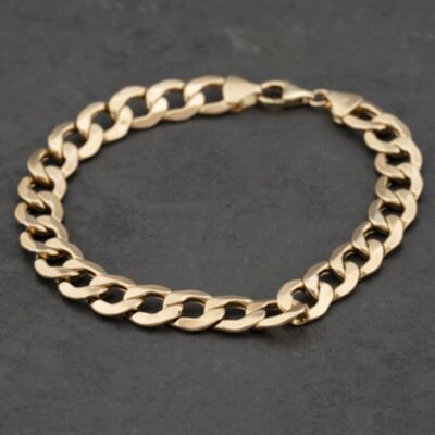 Pre-Owned 9ct Yellow Gold 8.5 Inch Curb Chain Bracelet 41081248