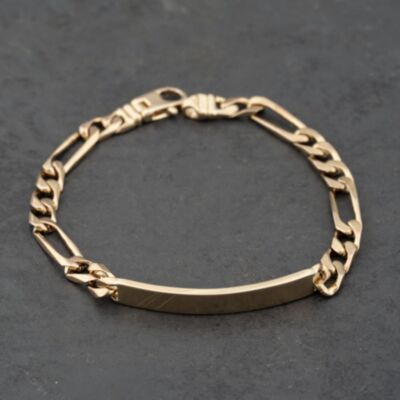 Pre-Owned 9ct Yellow Gold 8 Inch Figaro Identity Bracelet 41081249