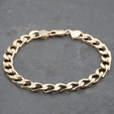 Pre-Owned 9ct Yellow Gold 8 Inch Curb Chain Bracelet 41081256