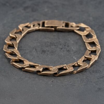 Pre-Owned 9ct Yellow Gold Heavy Flat Square 8 Inch Curb Chain Bracelet 41081257