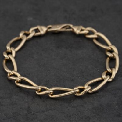 Pre-Owned 9ct Yellow Gold 8 Inch Figaro Chain Bracelet 41081279