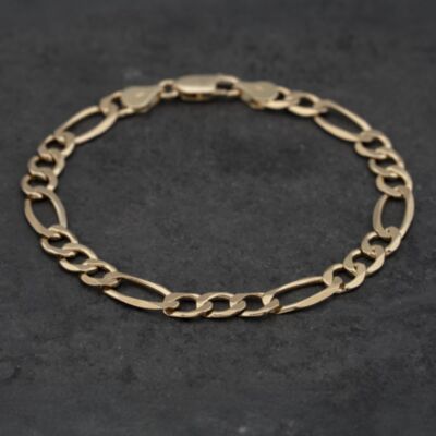 Pre-Owned 9ct Yellow Gold 8.5 Inch Figaro Chain Bracelet 41081280