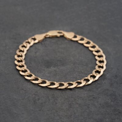 Pre-Owned 9ct Yellow Gold Open Link 8.5 Inch Curb Chain Bracelet 41081283