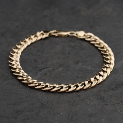 Pre-Owned 9ct Yellow Gold 8 Inch Curb Chain Bracelet 41081294