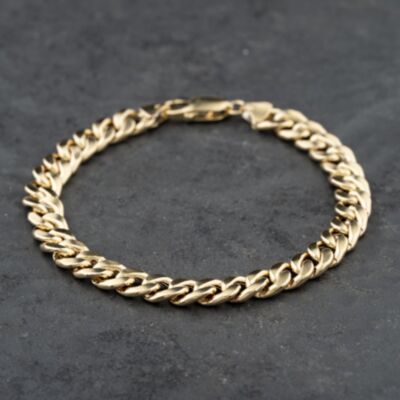 Pre-Owned 9ct Yellow Gold 8 Inch Curb Chain Bracelet 41081296