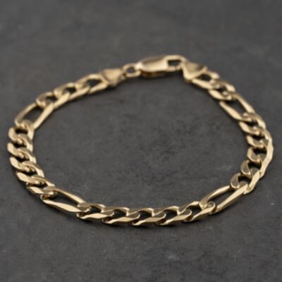 Pre-Owned 9ct Yellow Gold 8.5 Inch Figaro Chain Bracelet 41081315